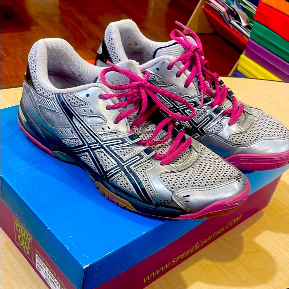 Asics Metallic Silver and Vibrant Pink Sneakers